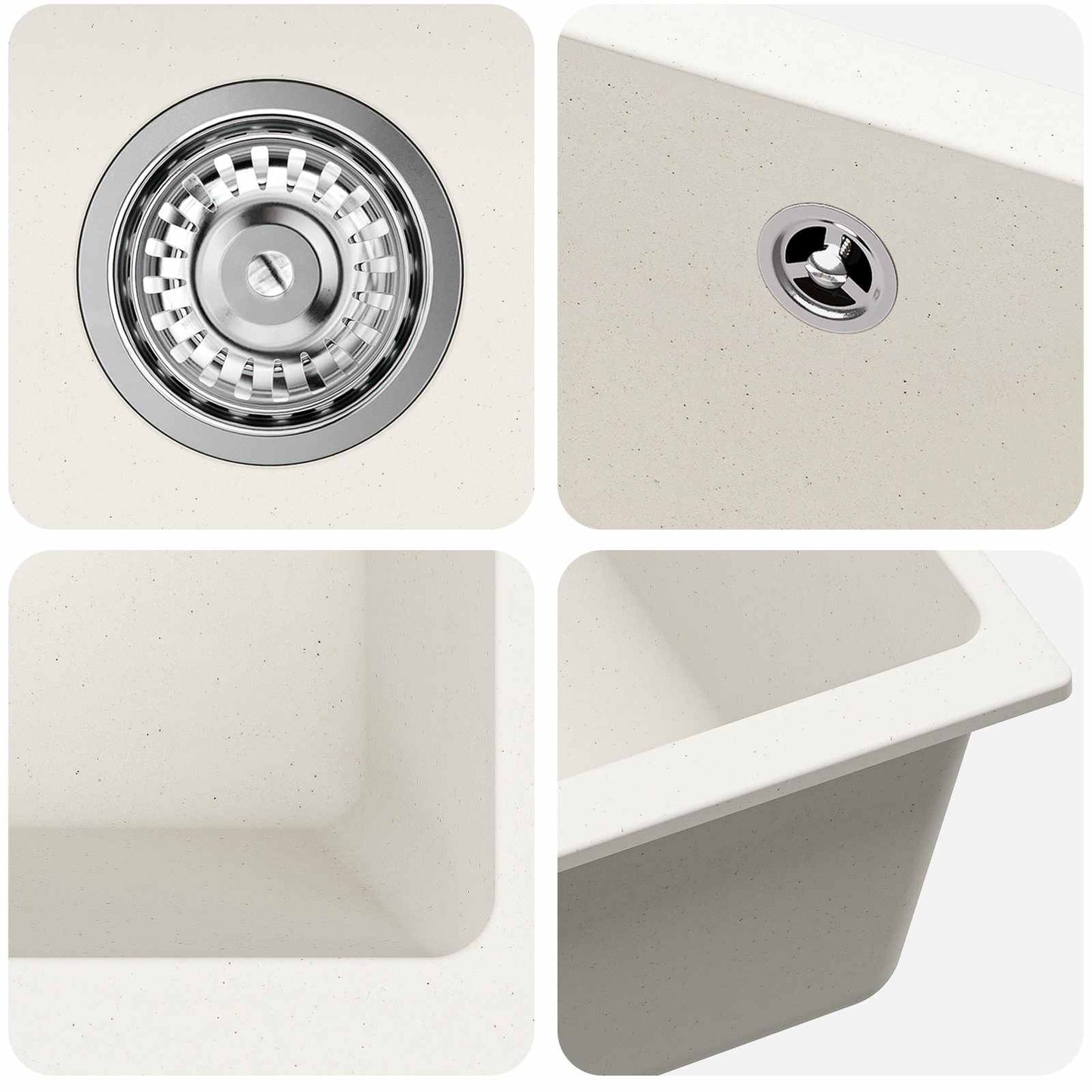 Waschbecken 80% Quarz und 20% Harz 530 x 460 mm Weiß