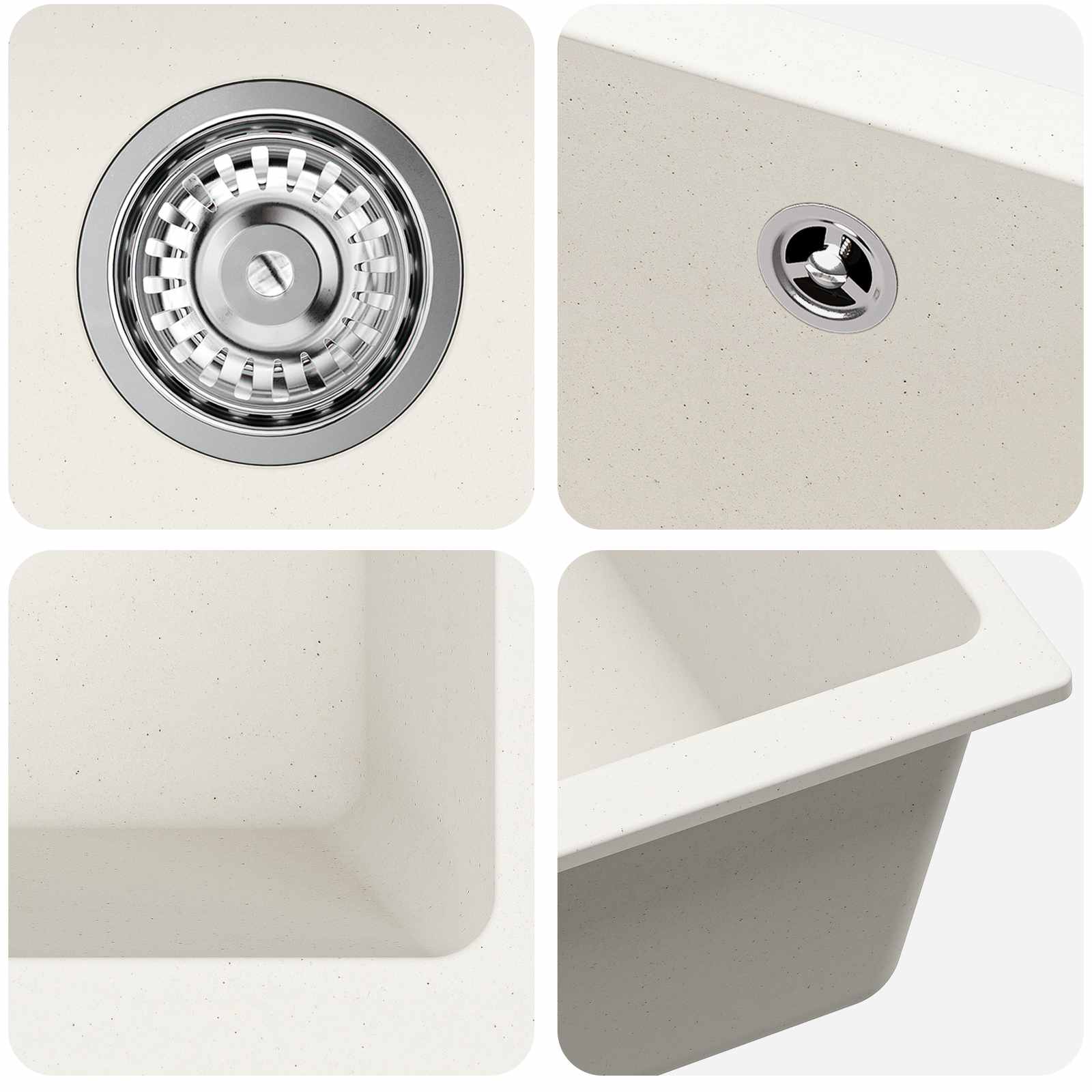 Waschbecken 80% Quarz und 20% Harz 530 x 460 mm Weiß