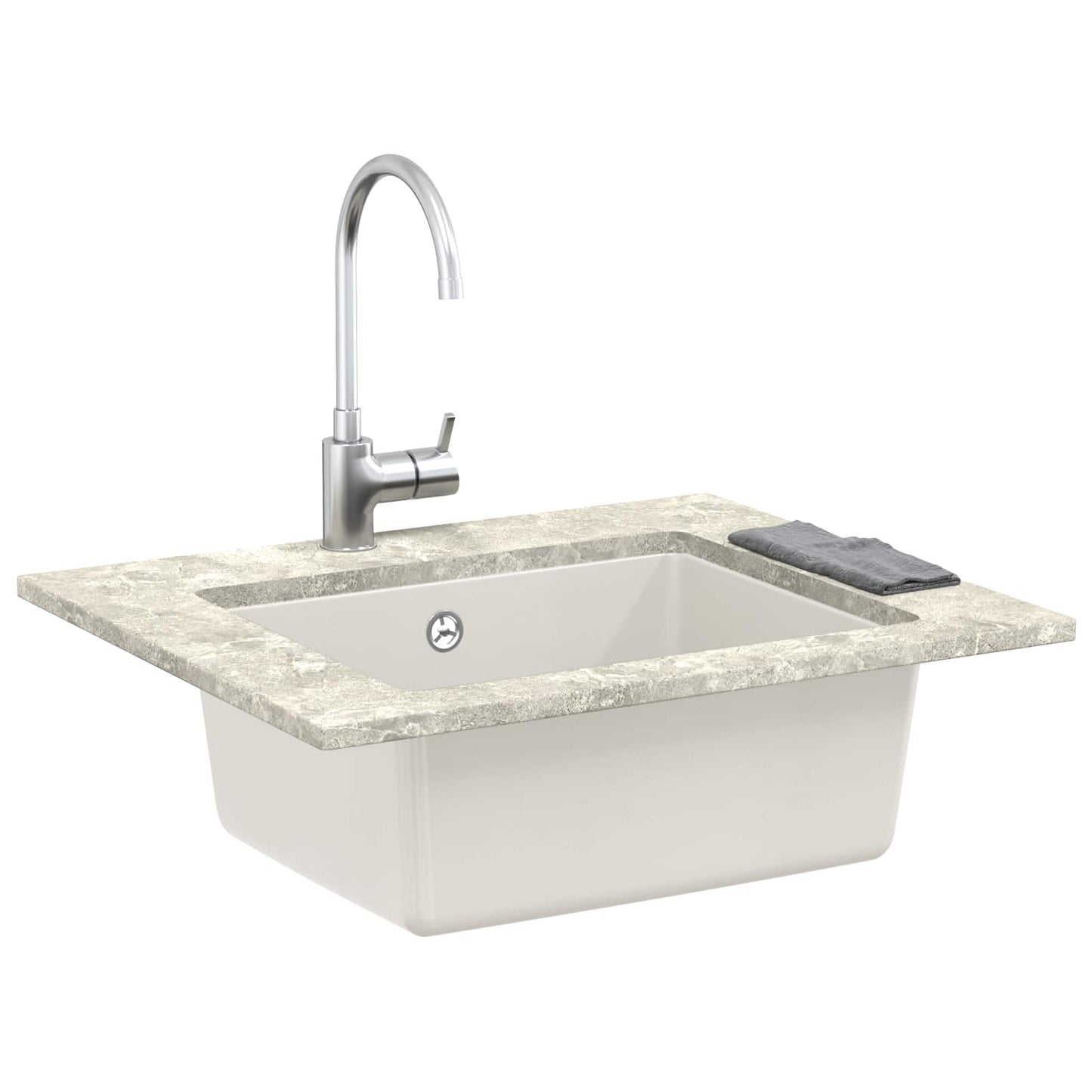 Waschbecken 80% Quarz und 20% Harz 530 x 460 mm Weiß