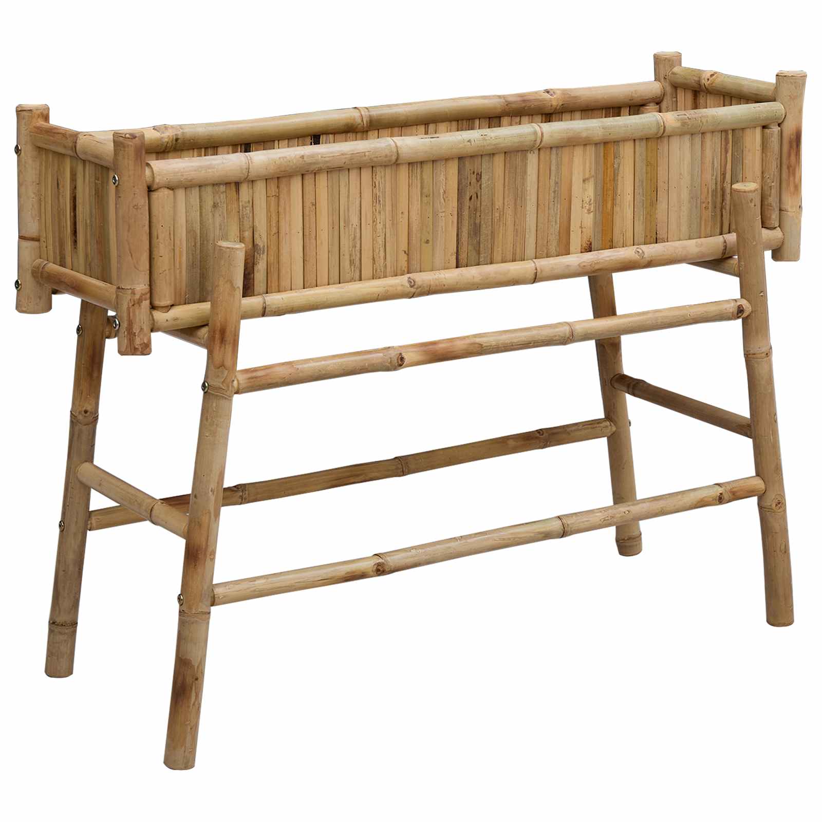 Gartenpflanzer mit Halter Natur 100 x 38 x 74 cm Bambus
