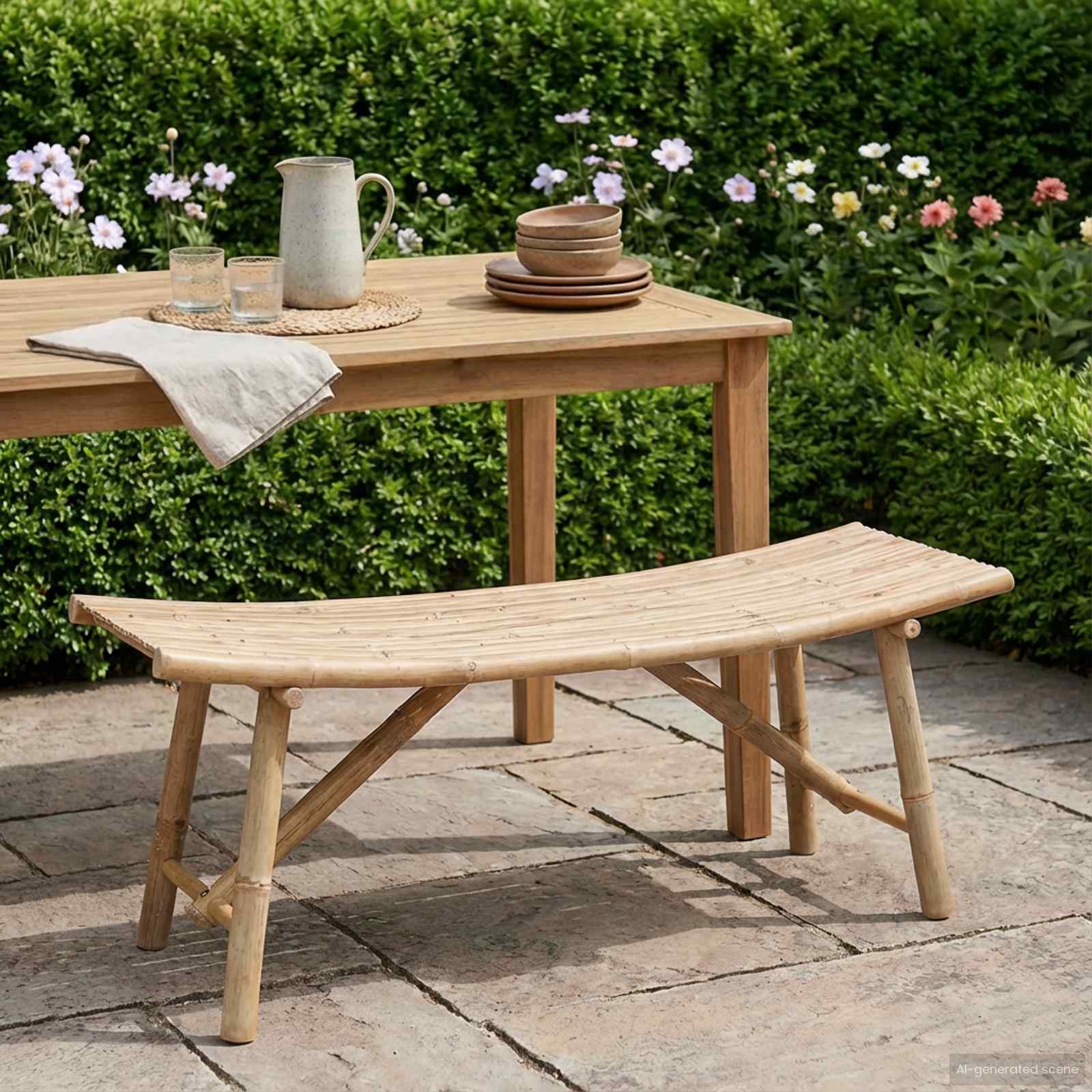 Gartenbank 110 x 45 x 50 cm Bambus Natur Rechtwinklig