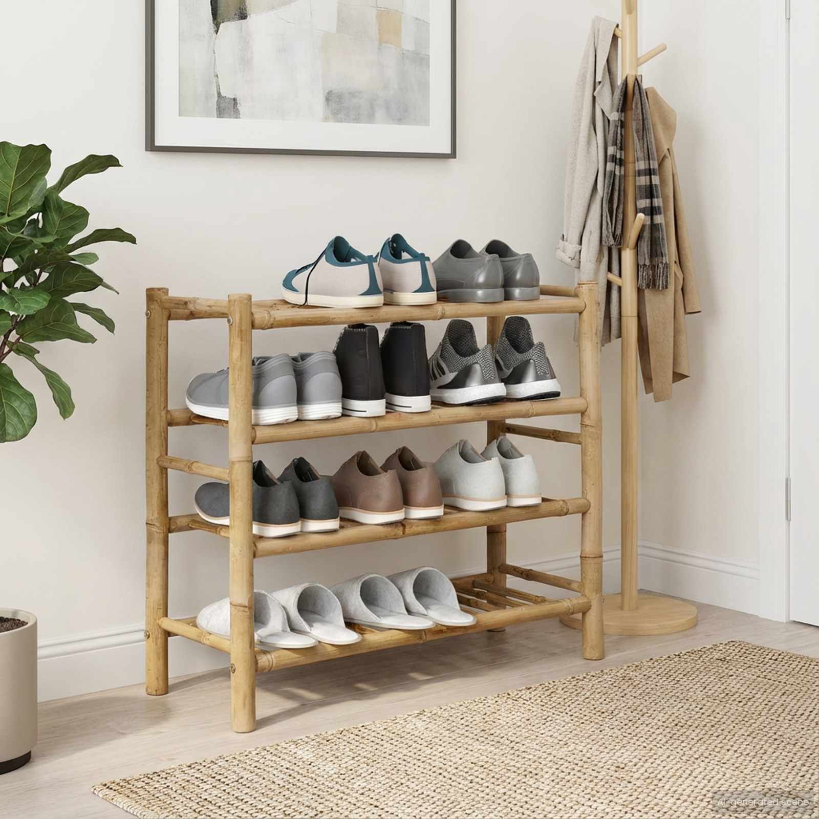 Schuhregal 68 x 28 x 63 cm Bambus Natur