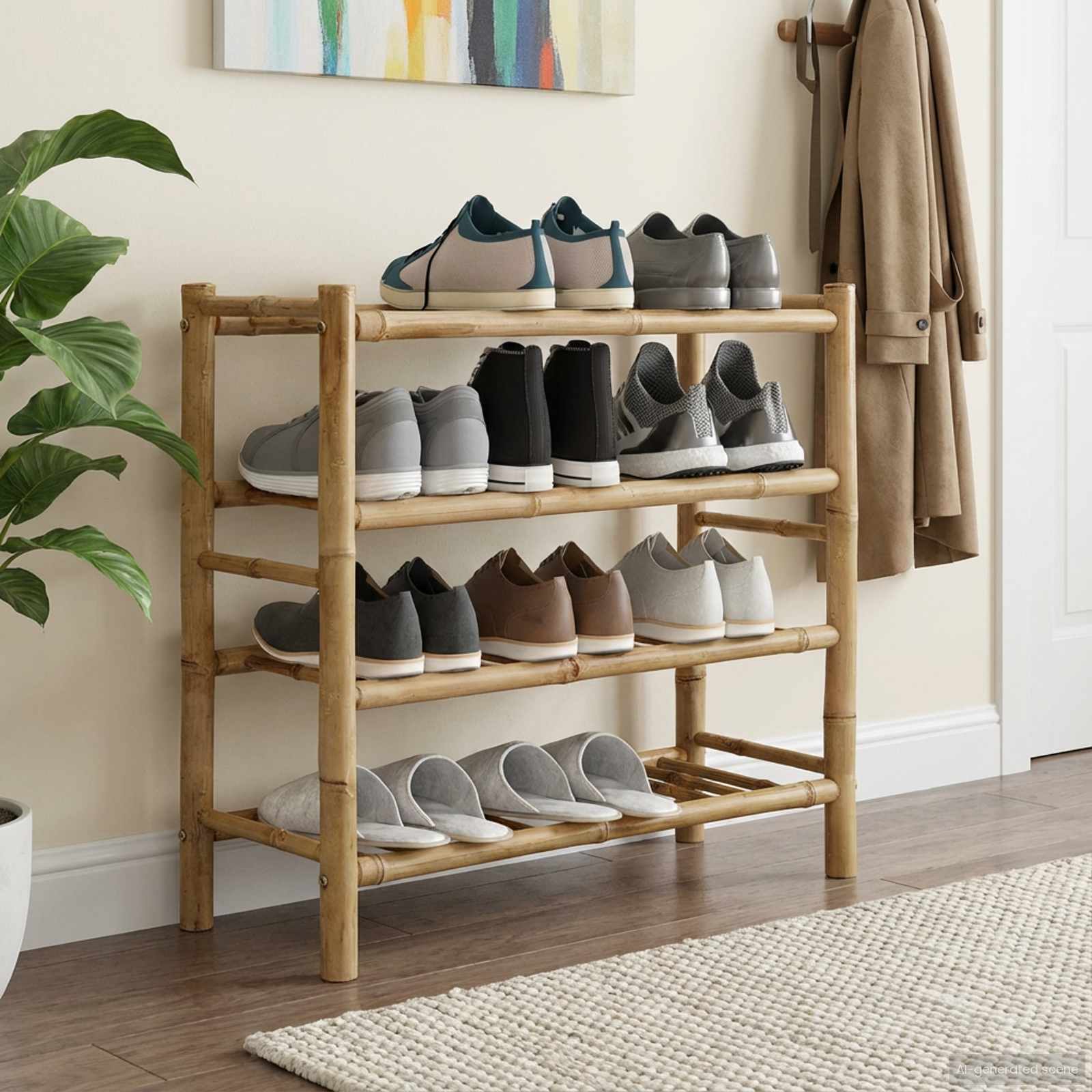 Schuhregal 68 x 28 x 63 cm Bambus Natur