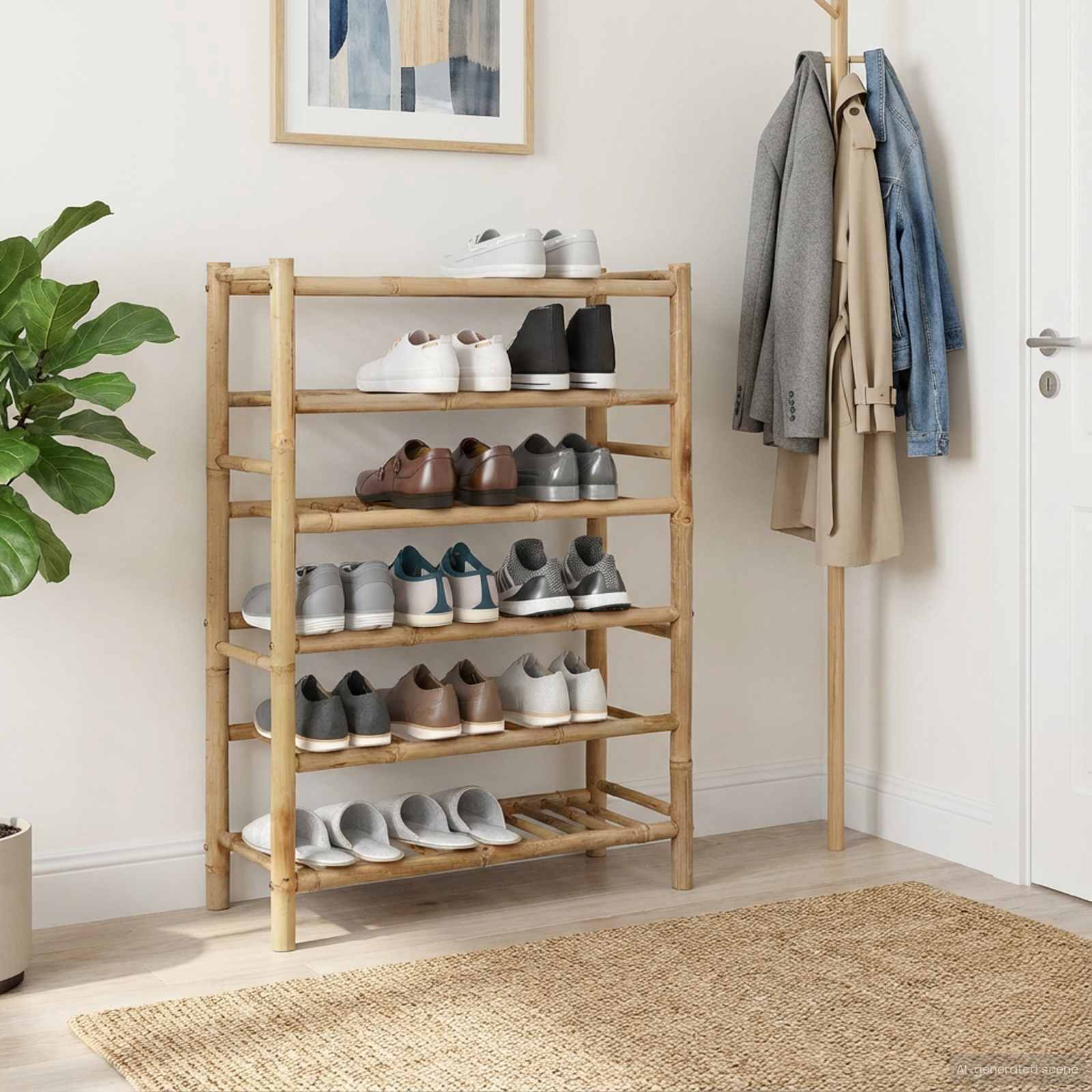 Schuhregal 68 x 28 x 96 cm Bambus Natur