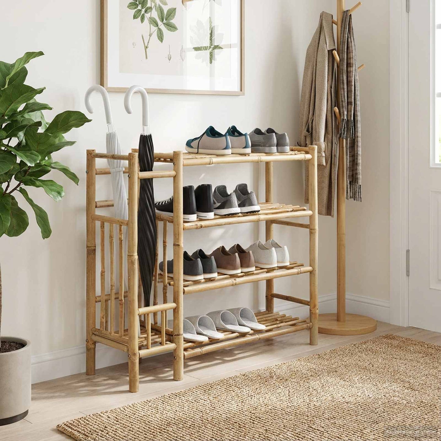 Schuhregal 88 x 27 x 80 cm Bambus Natur