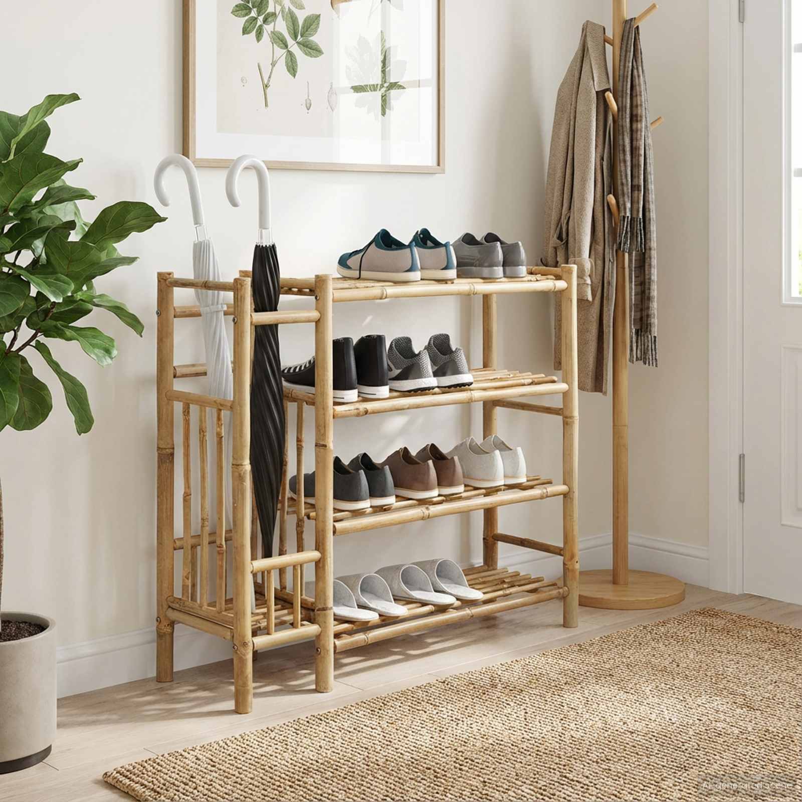 Schuhregal 88 x 27 x 80 cm Bambus Natur