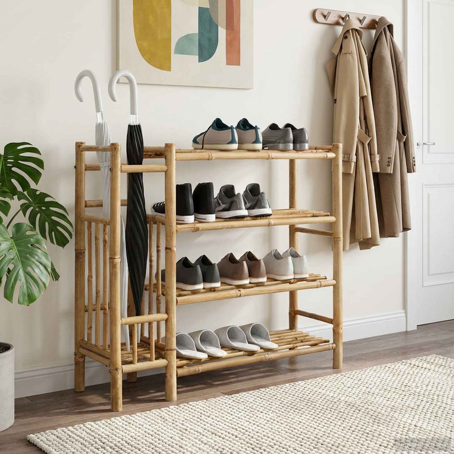 Schuhregal 88 x 27 x 80 cm Bambus Natur