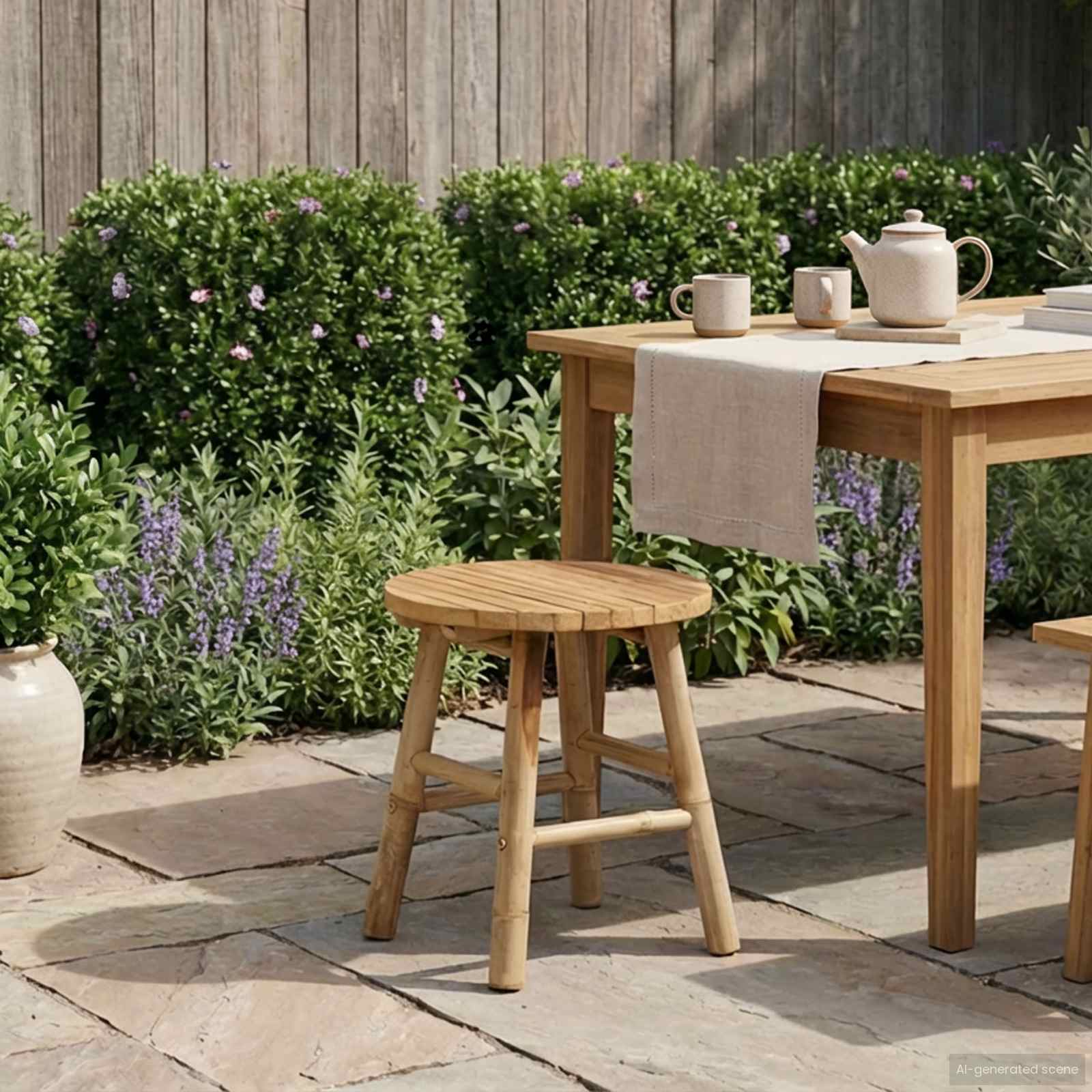 Gartenhocker Natur Ø 38 x 42 cm Bambus
