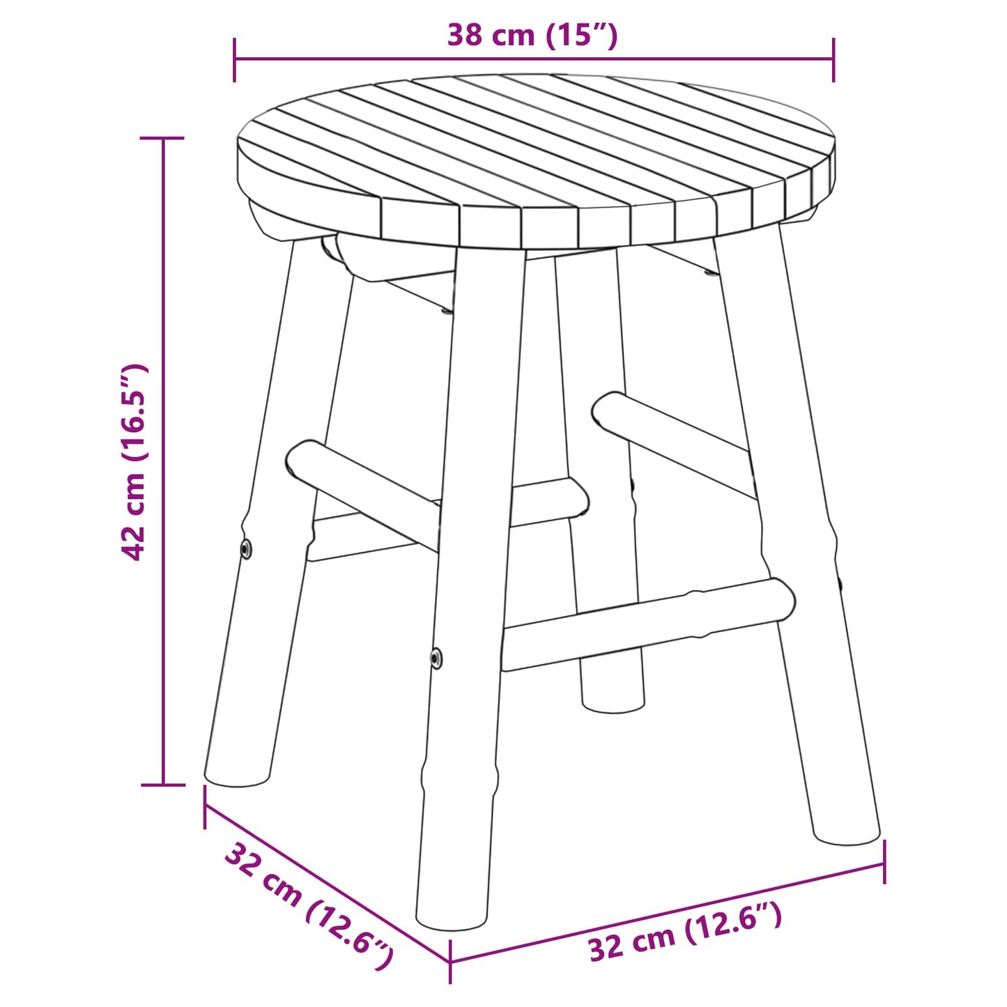 Gartenhocker Natur Ø 38 x 42 cm Bambus