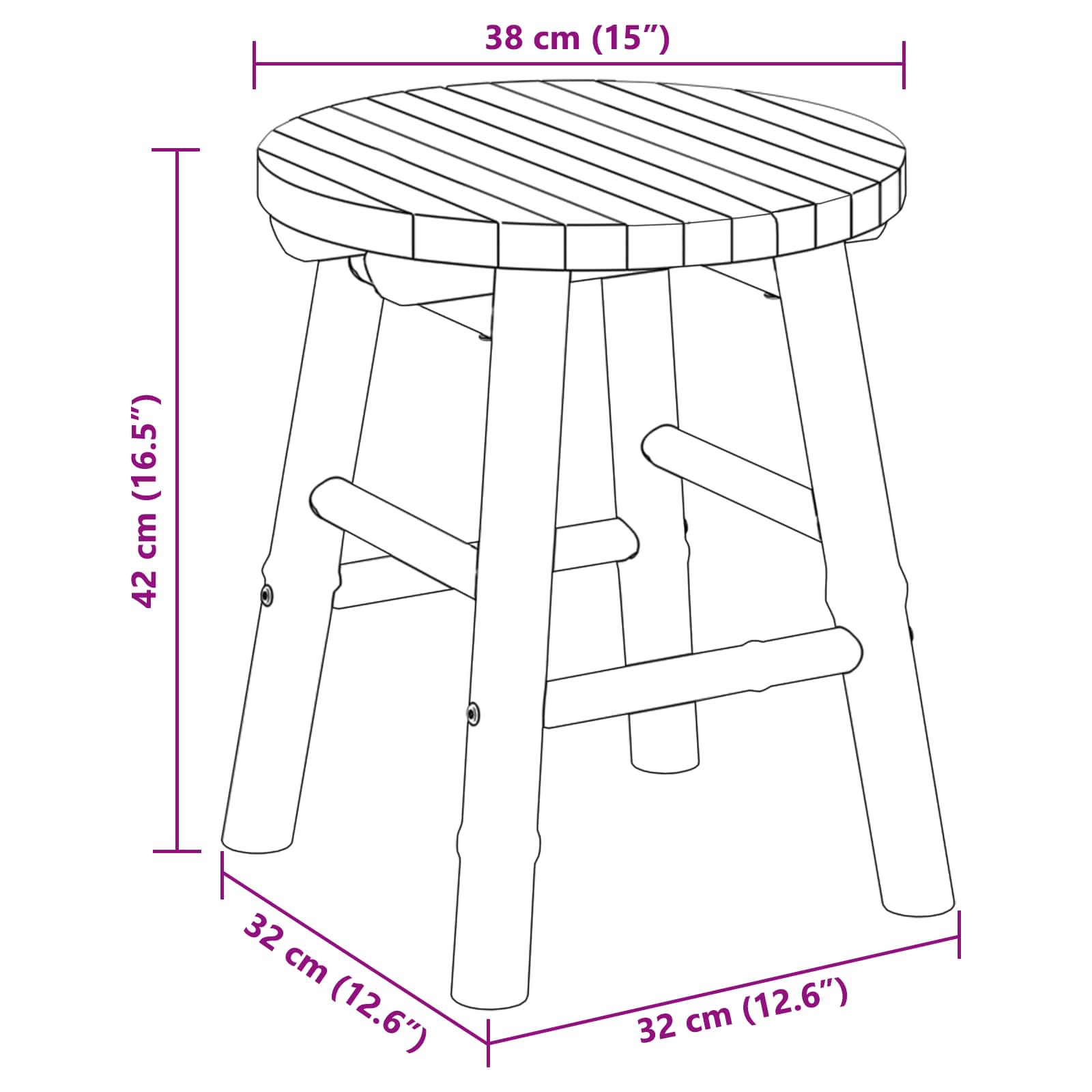 Gartenhocker Natur Ø 38 x 42 cm Bambus