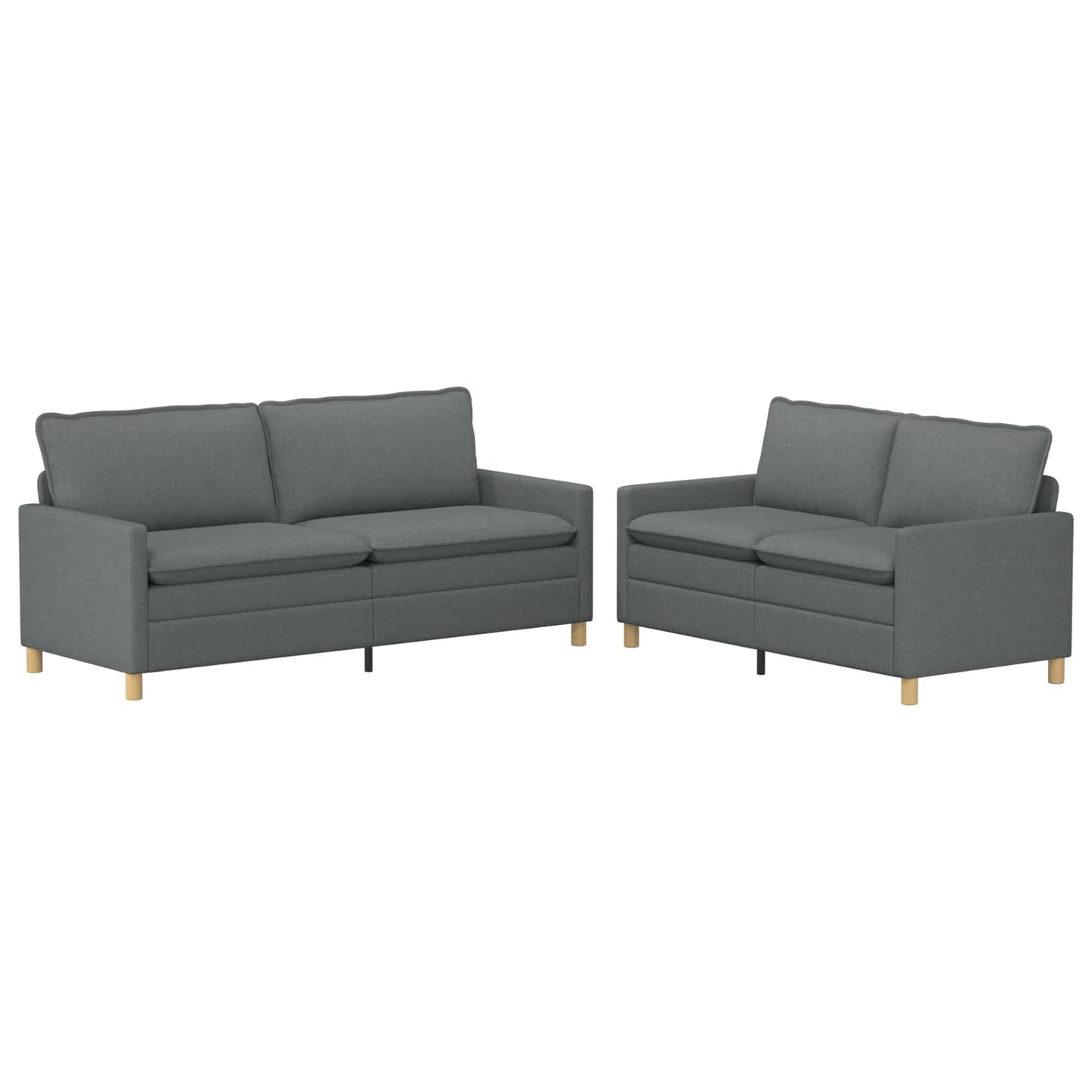 Sofa Set 2 stk. Dunkelgrau Stoff