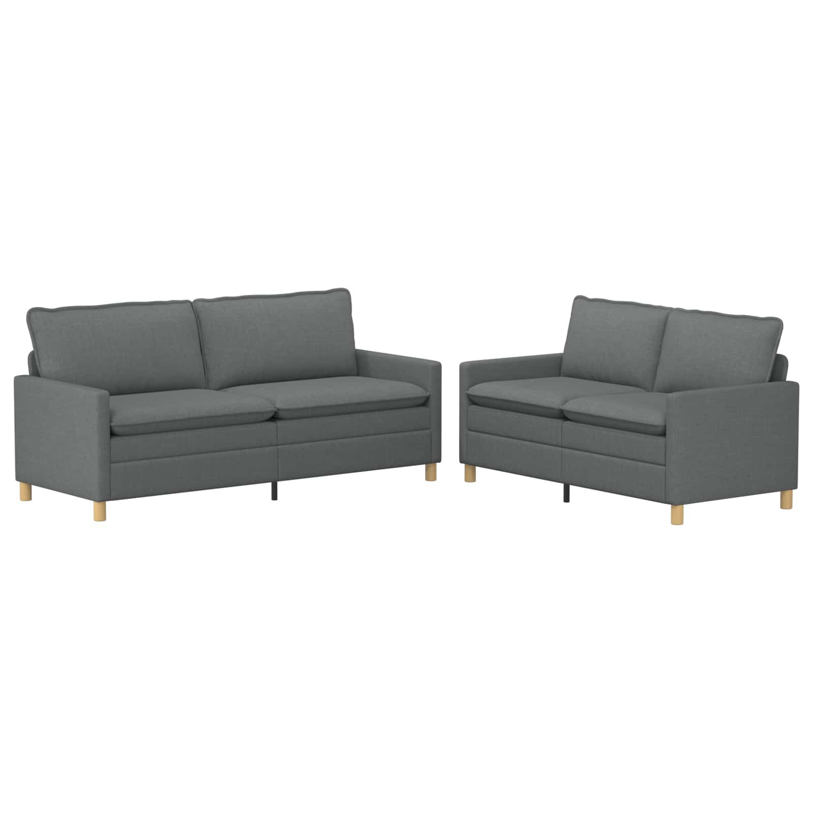 Sofa Set 2 stk. Dunkelgrau Stoff