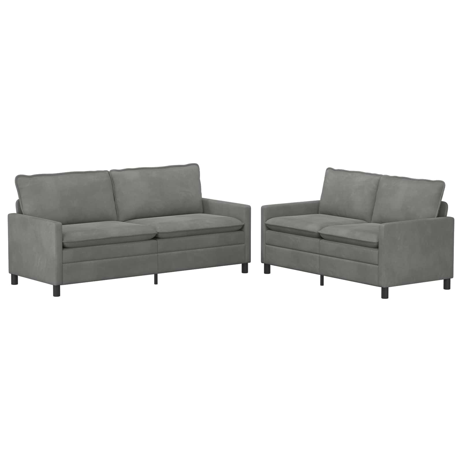 Sofa Set 2 stk. Dunkelgrau Samt
