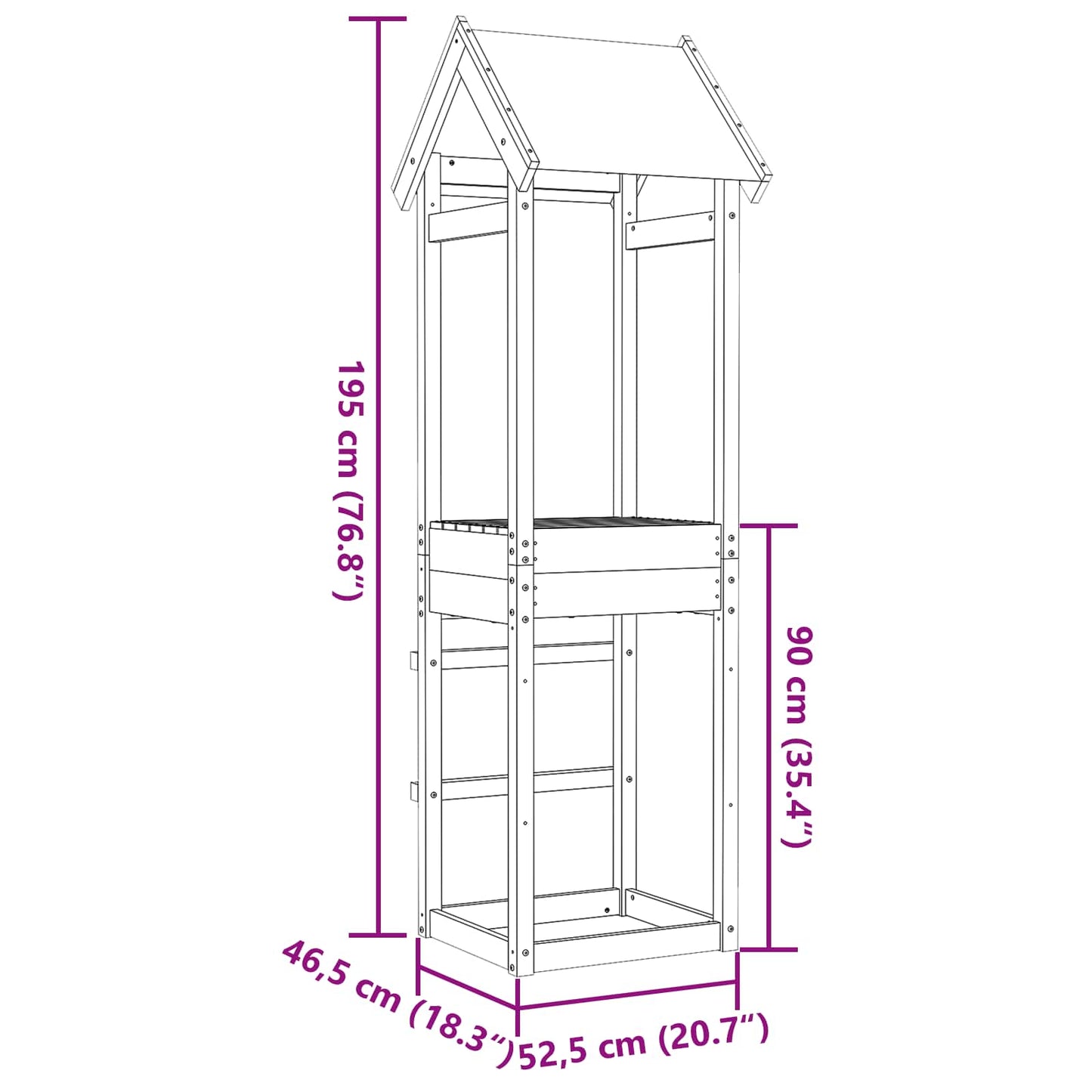 Spielturm Braun Massives imprägniertes Holz
