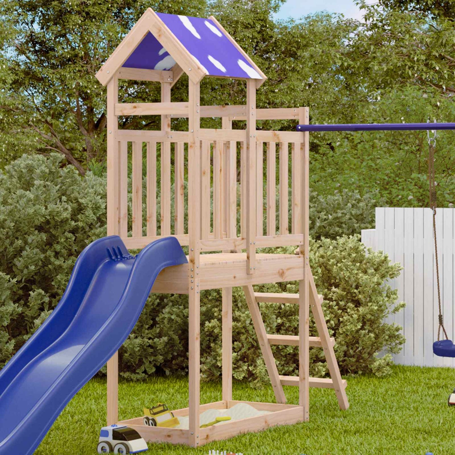 Spielturm Braun 52,5 x 110,5 x 215 cm Massives Kiefernholz