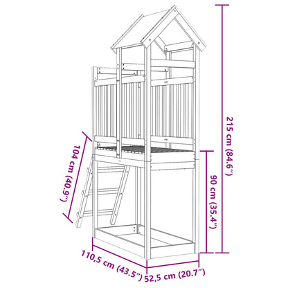 Spielturm Braun 52,5 x 110,5 x 215 cm Massives Kiefernholz