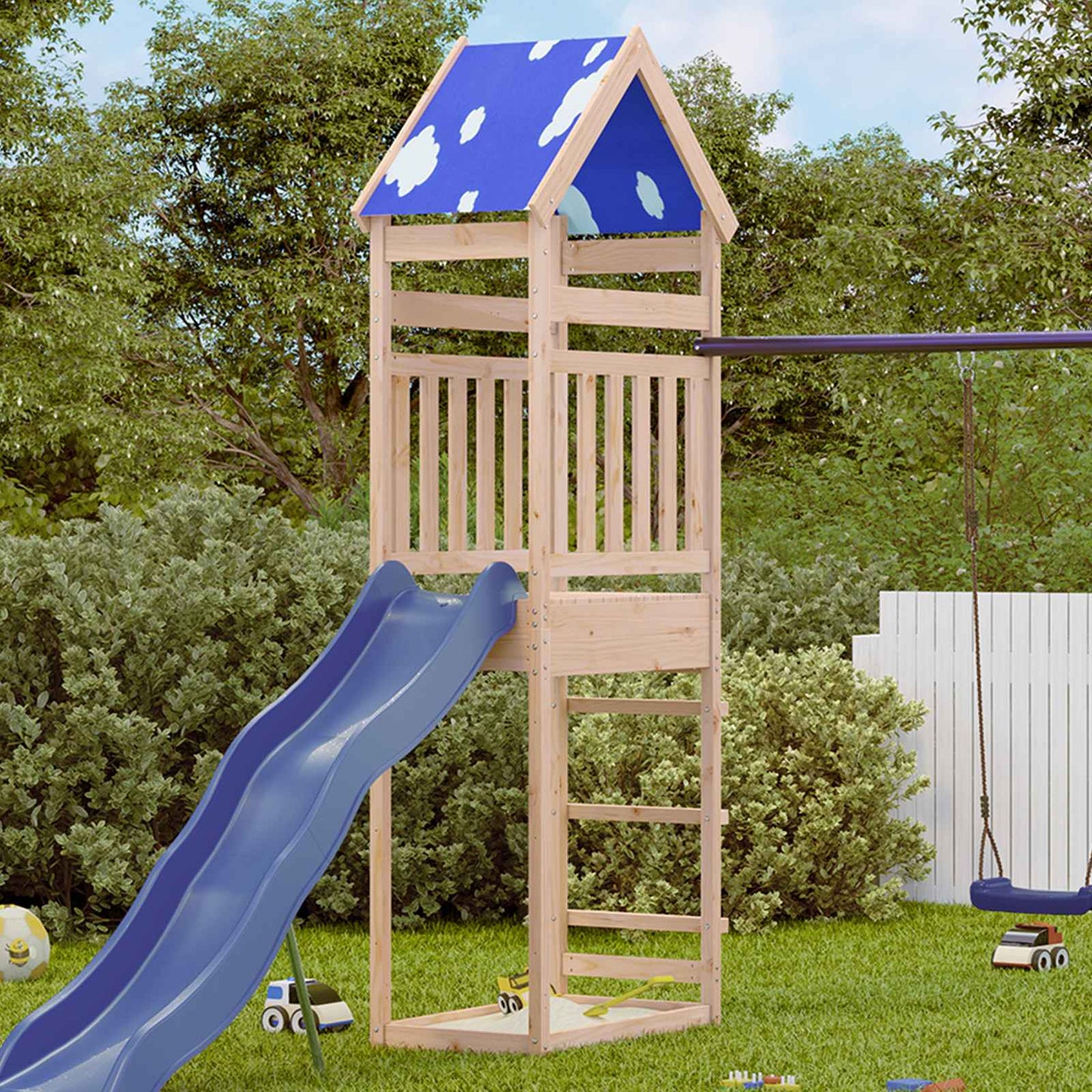 Spielturm Braun 52,5 x 85 x 265 cm Massives Kiefernholz