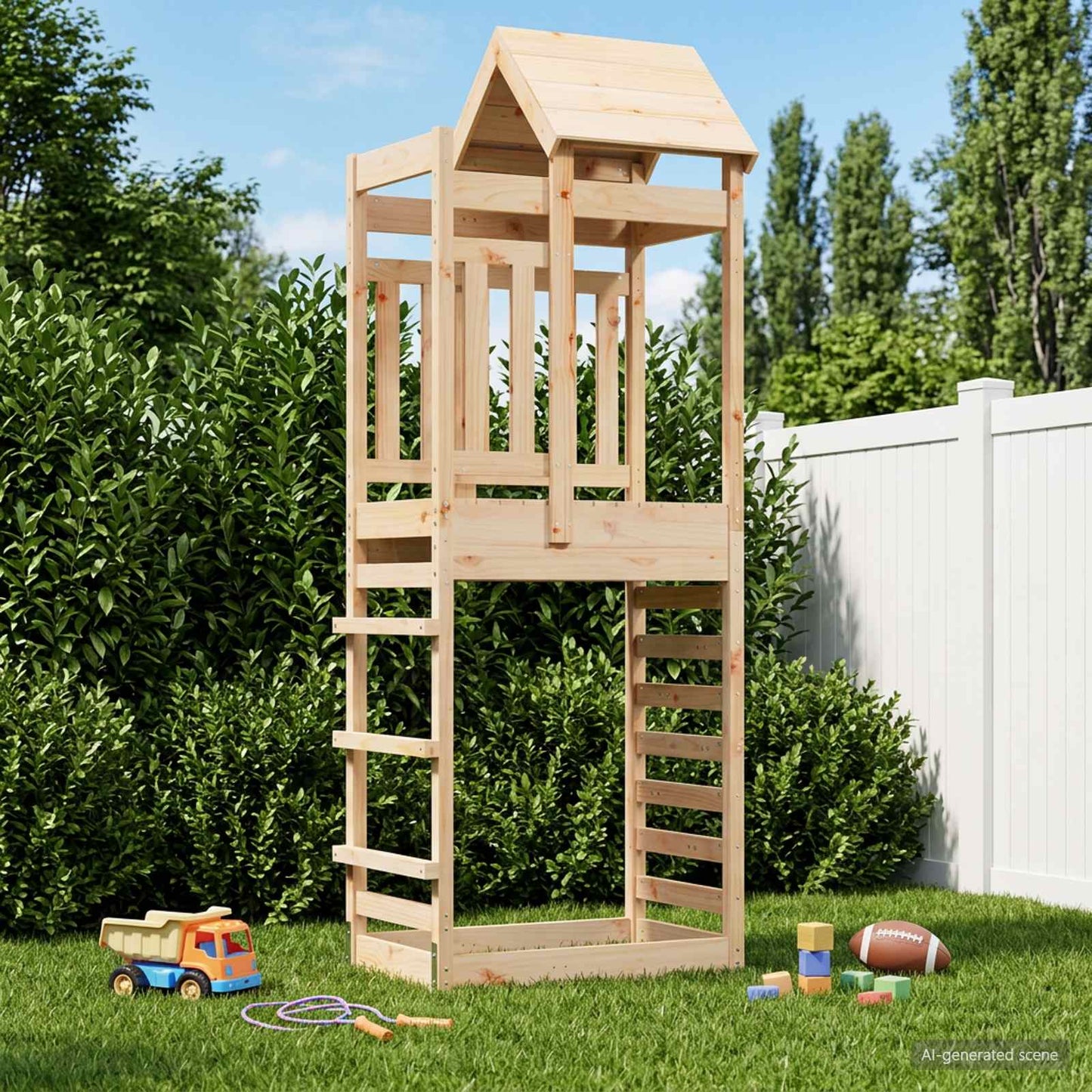 Spielturm Braun 52,5 x 85 x 238 cm Massives Kiefernholz