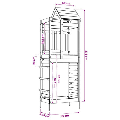 Spielturm Braun 52,5 x 85 x 238 cm Massives Kiefernholz