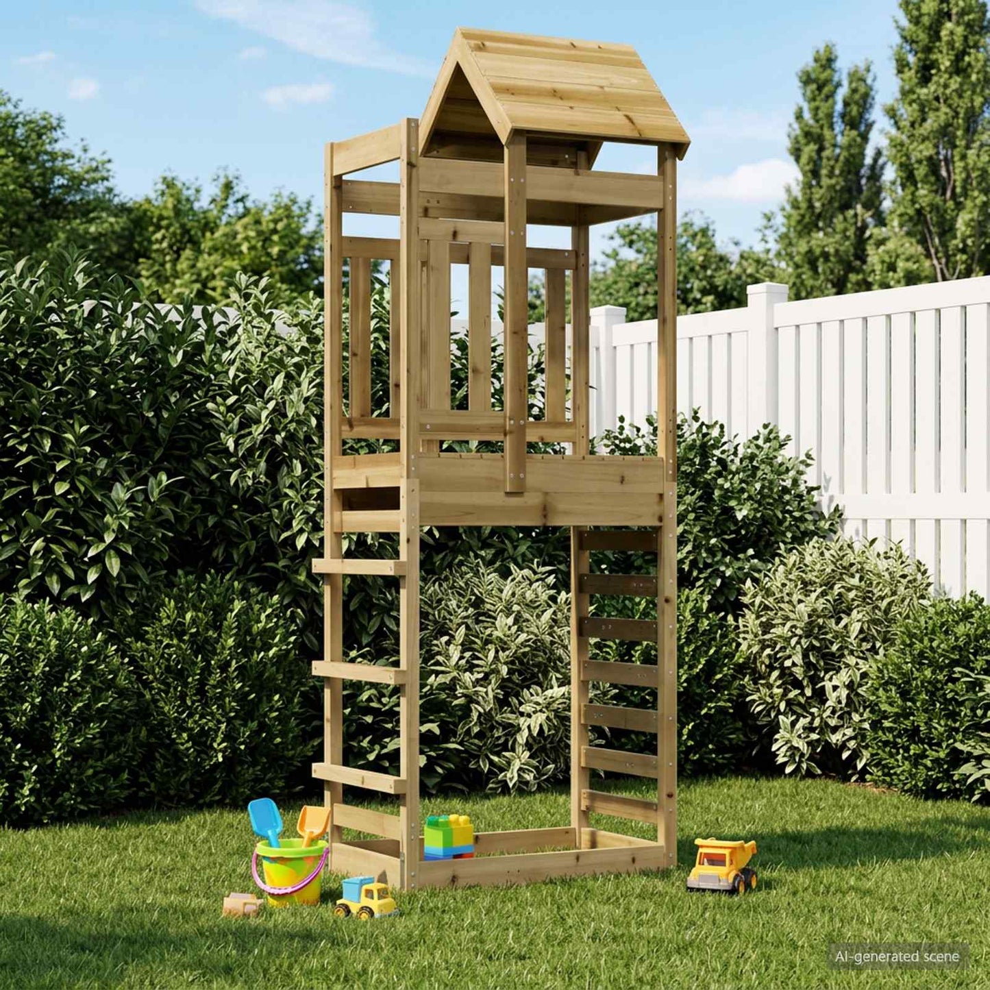 Spielturm Braun 52,5 x 85 x 238 cm Massives imprägniertes Holz
