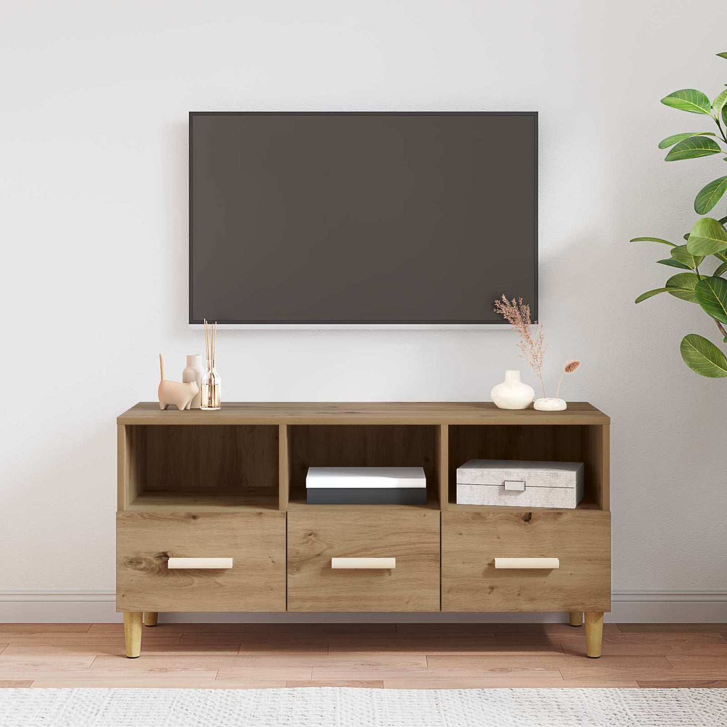 TV-Schränk 102 x 36 x 50 cm Kunsthandwerk Eiche Holzwerkstoff
