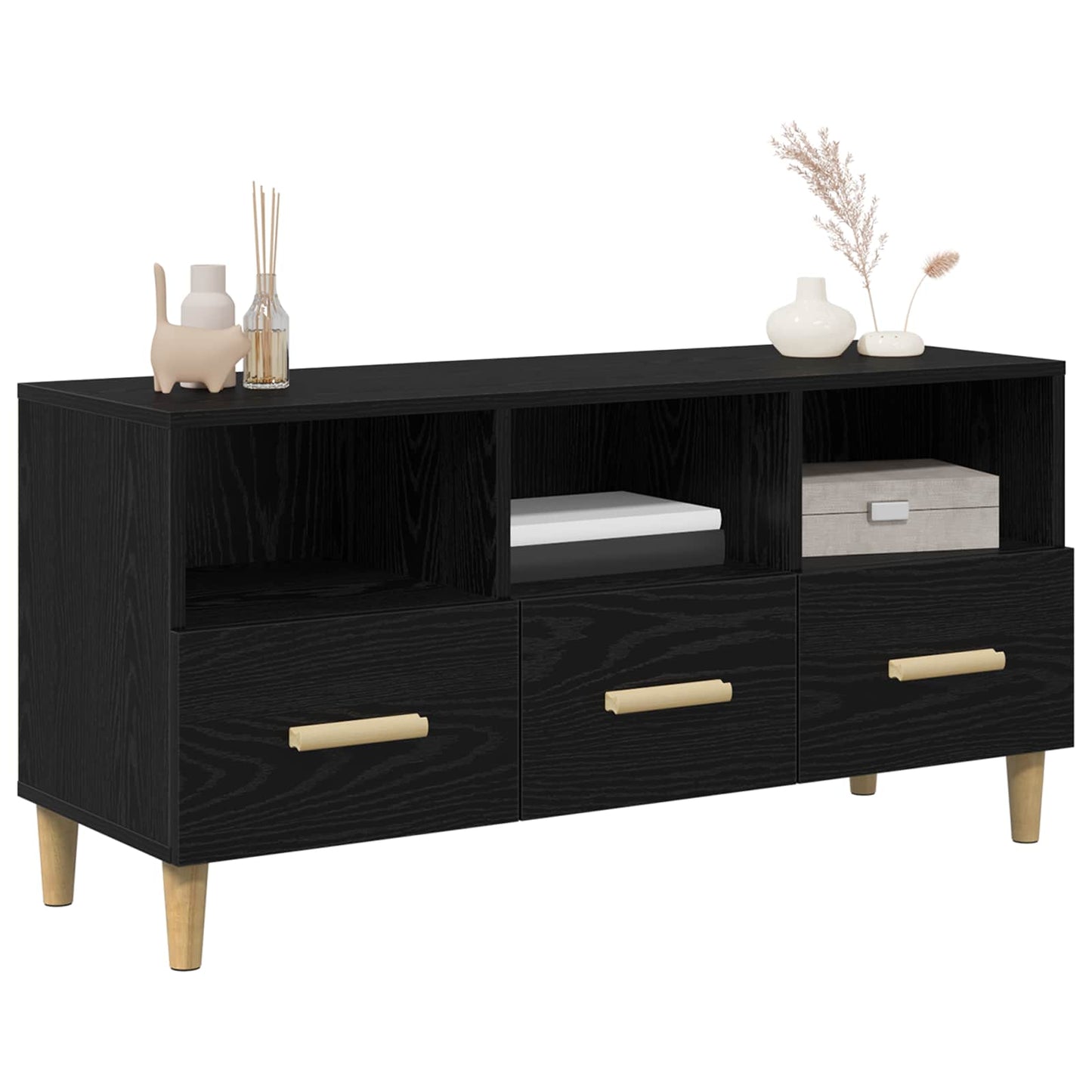 TV-Schränk 102 x 36 x 50 cm Schwarz Eichen-Optik Holzwerkstoff