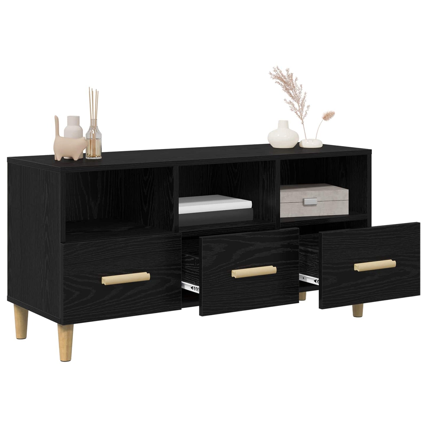 TV-Schränk 102 x 36 x 50 cm Schwarz Eichen-Optik Holzwerkstoff
