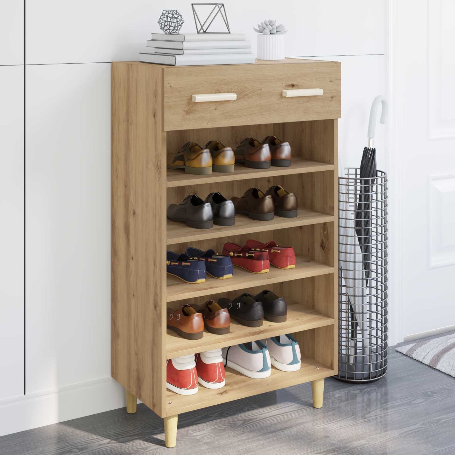 Schuhschrank 60 x 35 x 105 cm Holzwerkstoff Kunsthandwerk Eiche