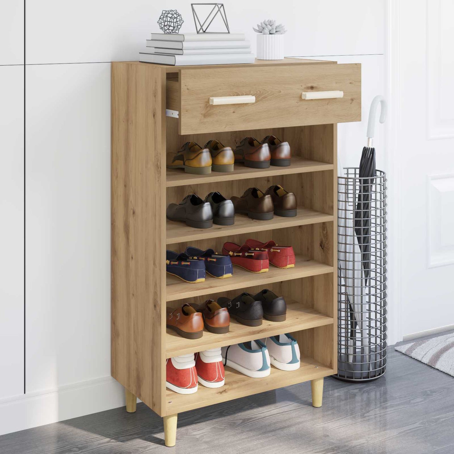 Schuhschrank 60 x 35 x 105 cm Holzwerkstoff Kunsthandwerk Eiche