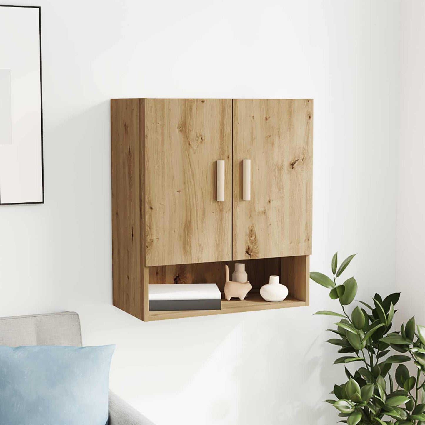 Wandschrank 60 x 31 x 70 cm Holzwerkstoff Kunsthandwerk Eiche