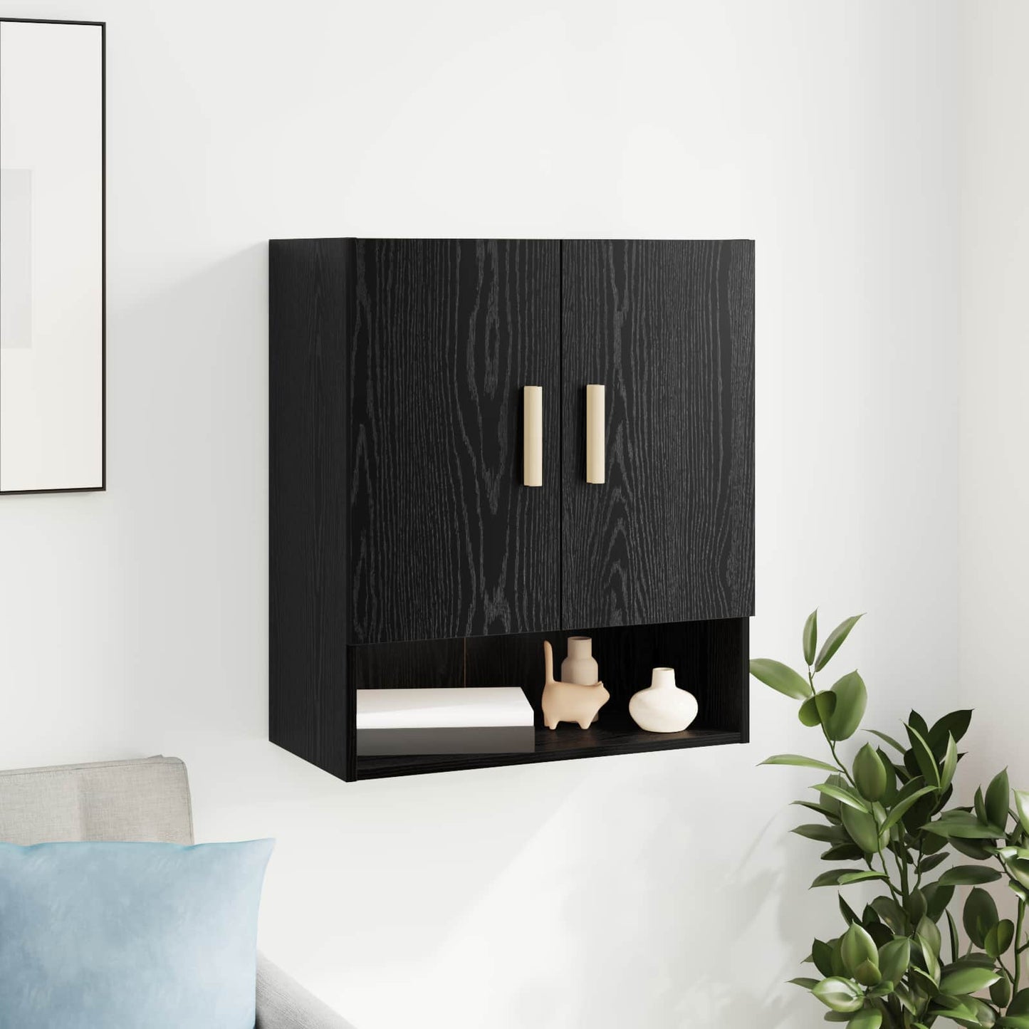 Wandschrank 60 x 31 x 70 cm Holzwerkstoff Schwarz Eichen-Optik