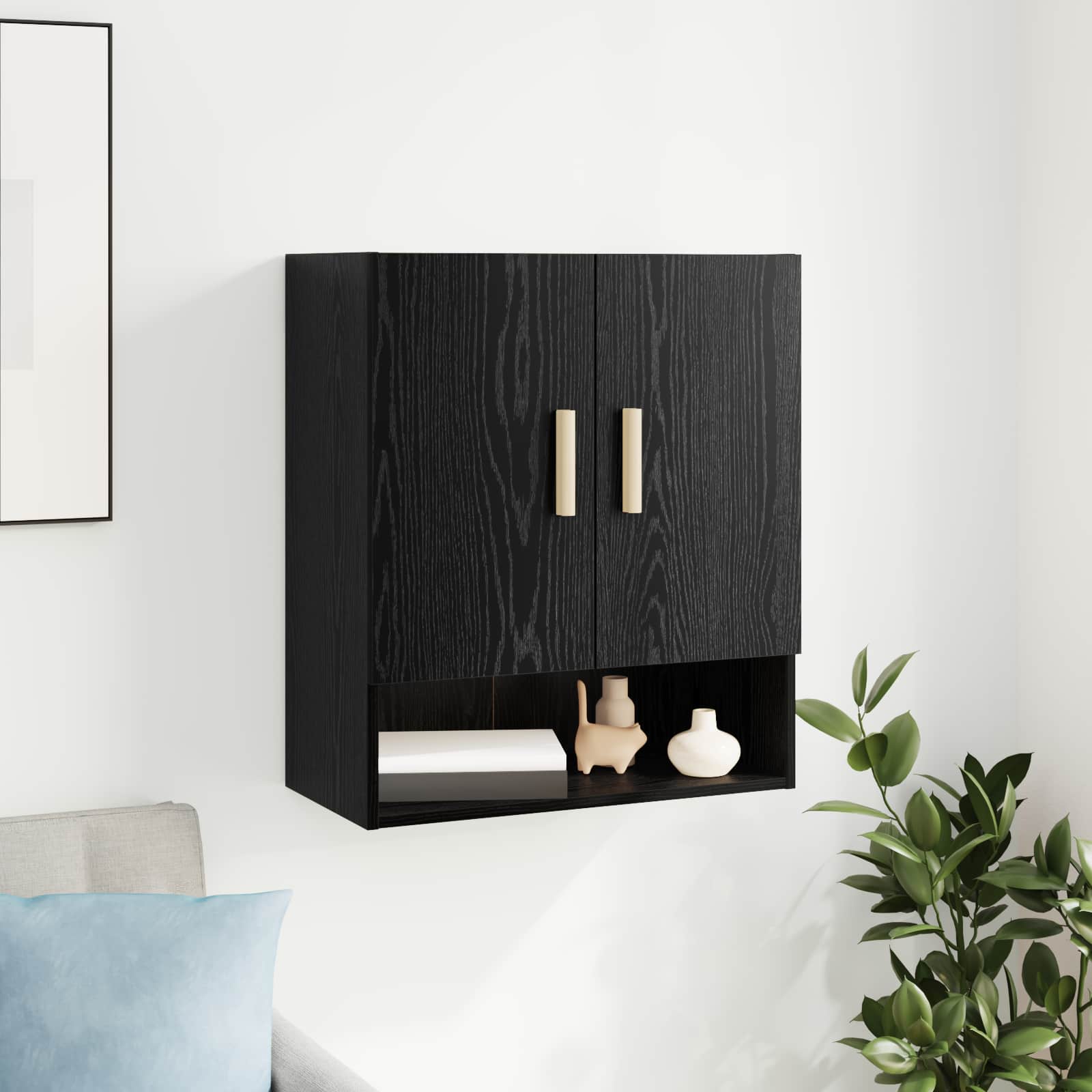Wandschrank 60 x 31 x 70 cm Holzwerkstoff Schwarz Eichen-Optik