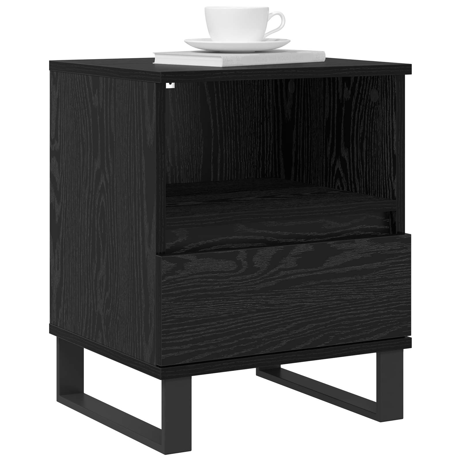 Bettschrank Schwarz Eichen-Optik 40 x 35 x 50 cm Holzwerkstoff