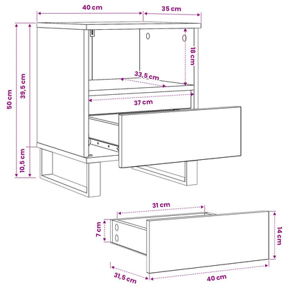 Bettschrank Schwarz Eichen-Optik 40 x 35 x 50 cm Holzwerkstoff