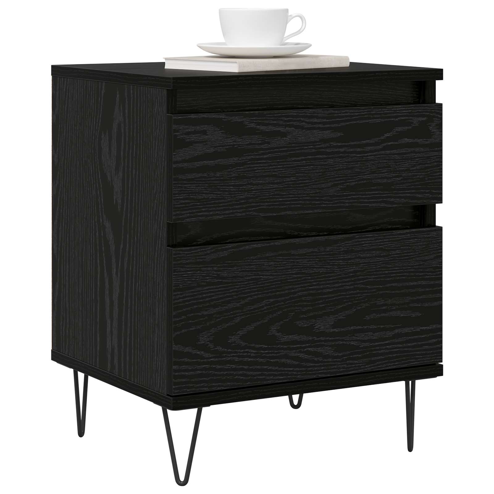 Bettschrank Schwarz Eichen-Optik 40 x 35 x 50 cm Holzwerkstoff