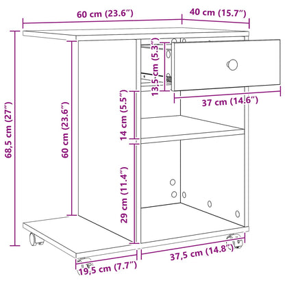 Druckerständer Altholz 60 x 40 x 68,5 cm Holzwerkstoff