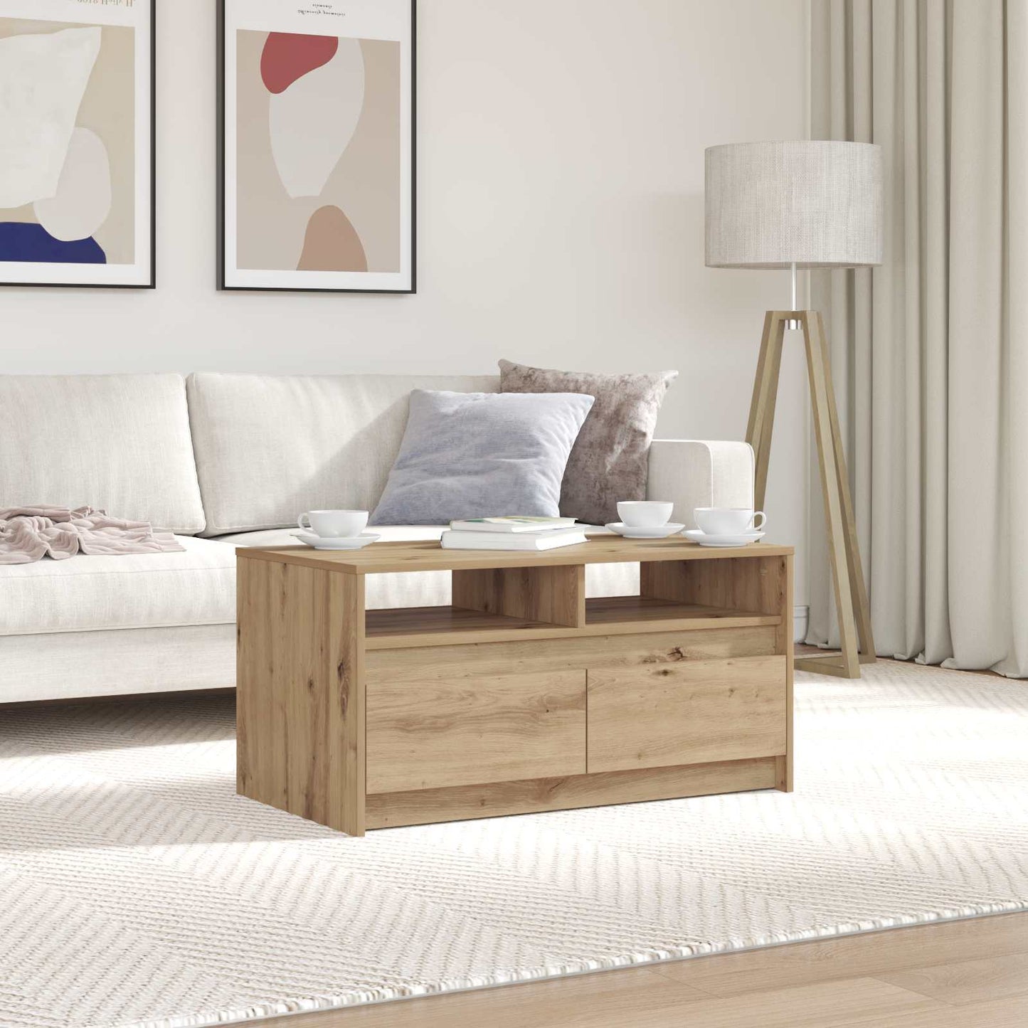 Couchtisch Kunsthandwerk Eiche 90 x 50 x 45 cm Holzwerkstoff