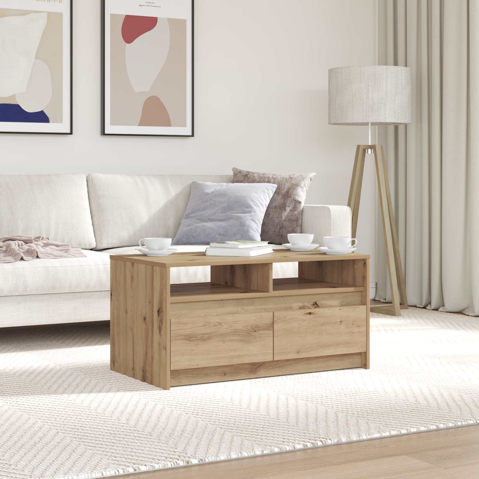 Couchtisch Kunsthandwerk Eiche 90 x 50 x 45 cm Holzwerkstoff