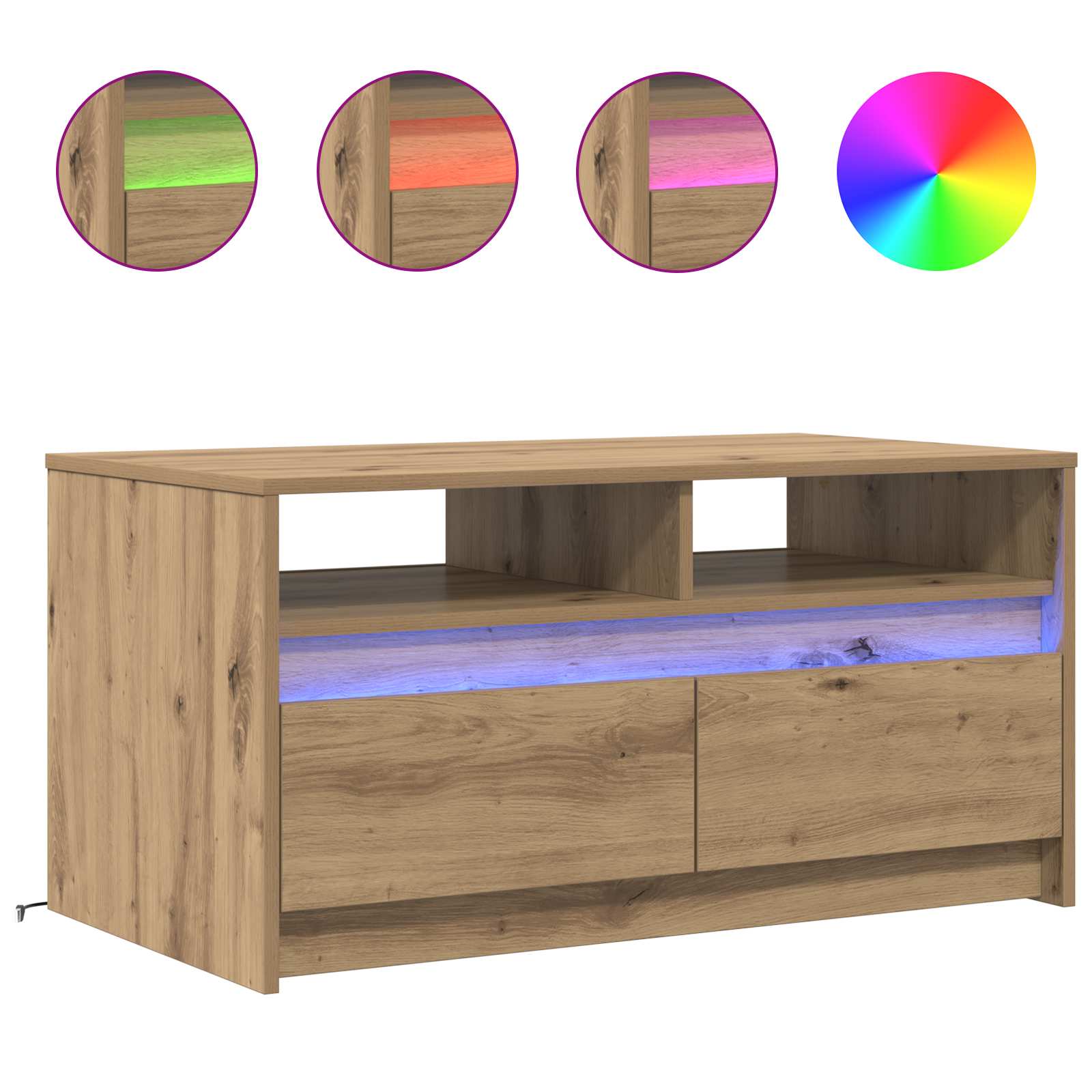 Couchtisch Kunsthandwerk Eiche 90 x 50 x 45 cm Holzwerkstoff
