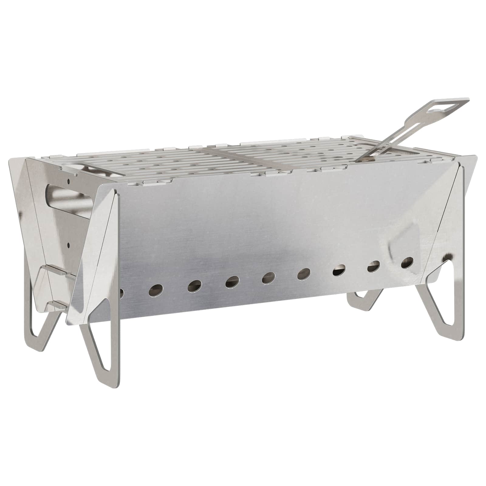 Camping Feuerstelle 42 x 22 x 18 cm Edelstahl Silber