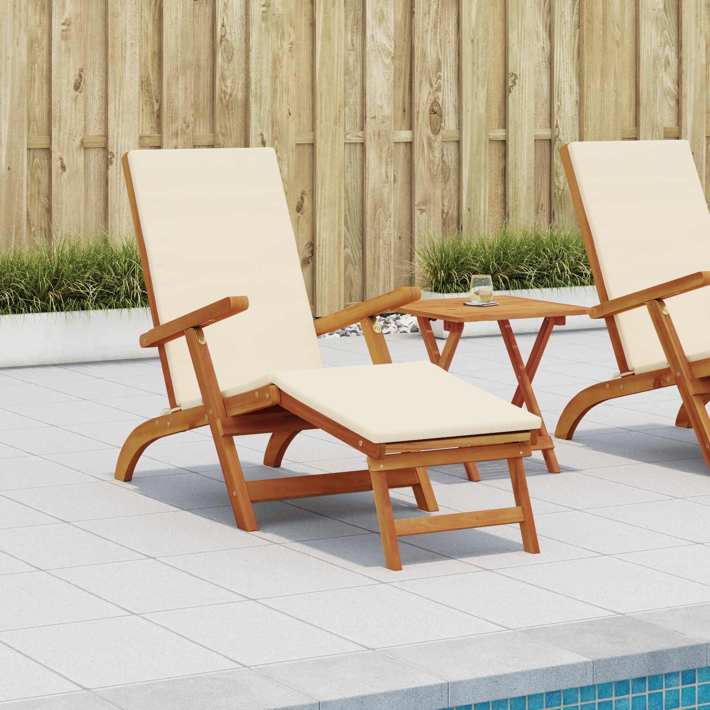 Reclining and Folding Sunlounger 2 pcs Cremeweiß