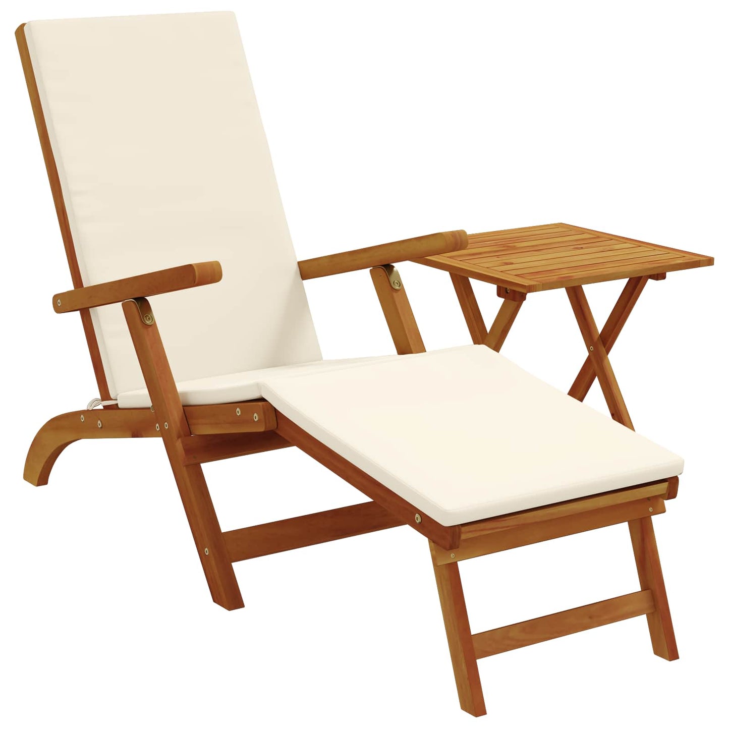Reclining and Folding Sunlounger 2 pcs Cremeweiß