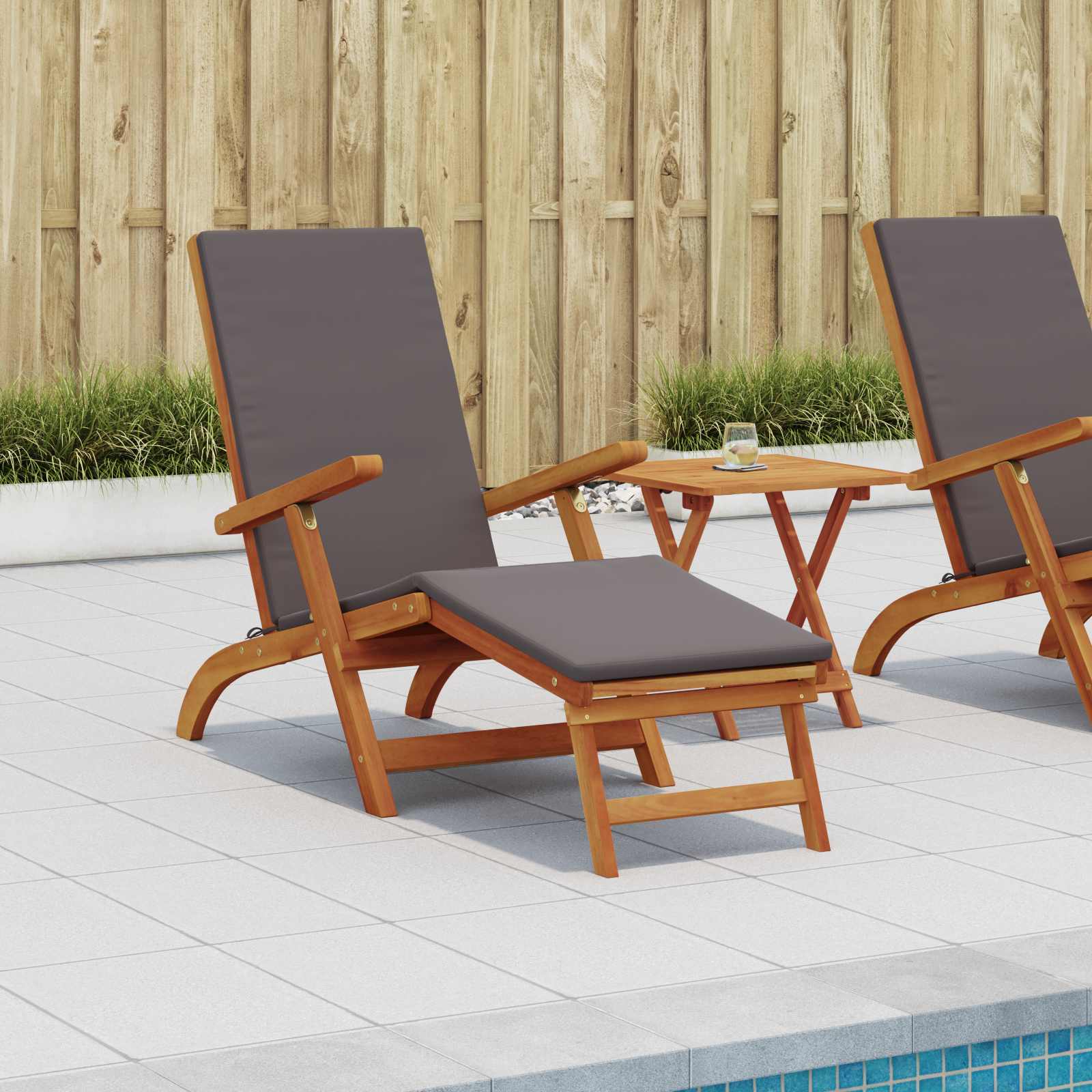 Reclining and Folding Sunlounger 2 pcs Dunkelgrau