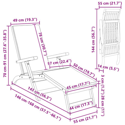 Reclining and Folding Sunlounger 2 stk. Massivholz Akazie