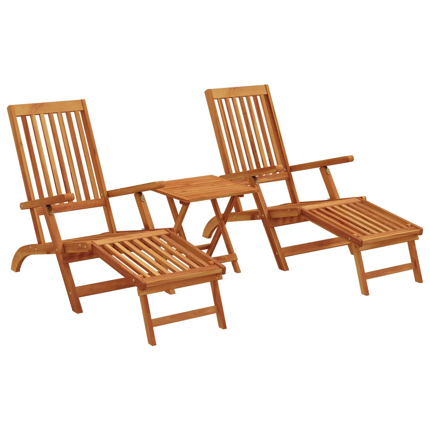 Reclining and Folding Sunlounger 2 stk. Massivholz Akazie Natur