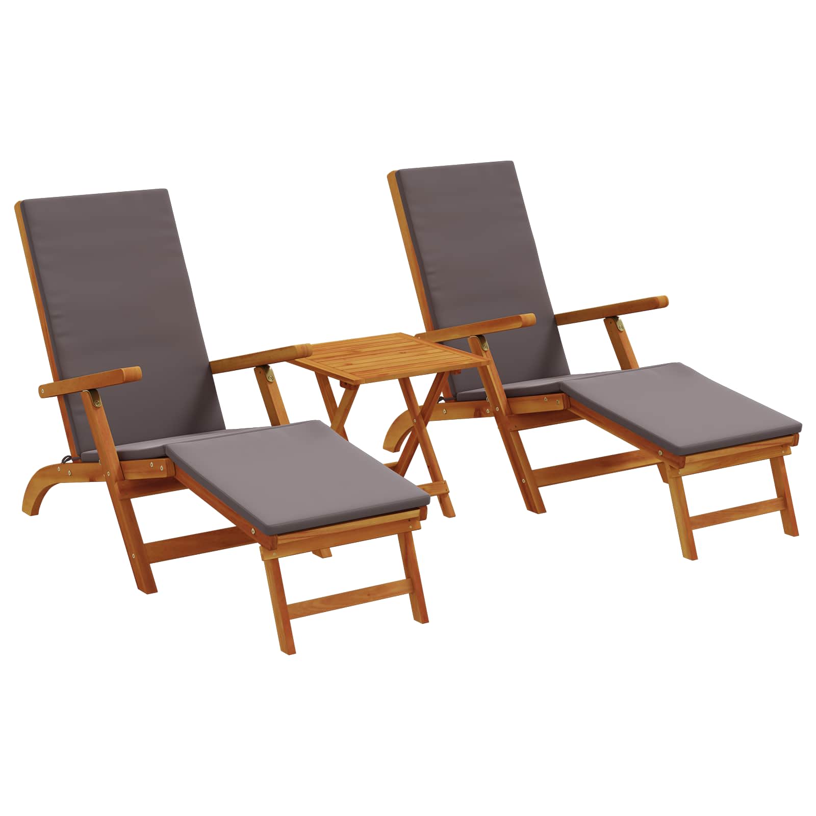 Reclining and Folding Sunlounger 3 pcs Dunkelgrau