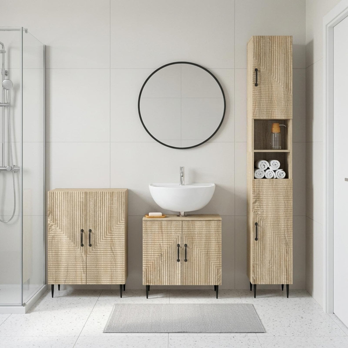 3-teiliges Badezimmer-Schranksystem HAARLEM Sonoma-Eiche