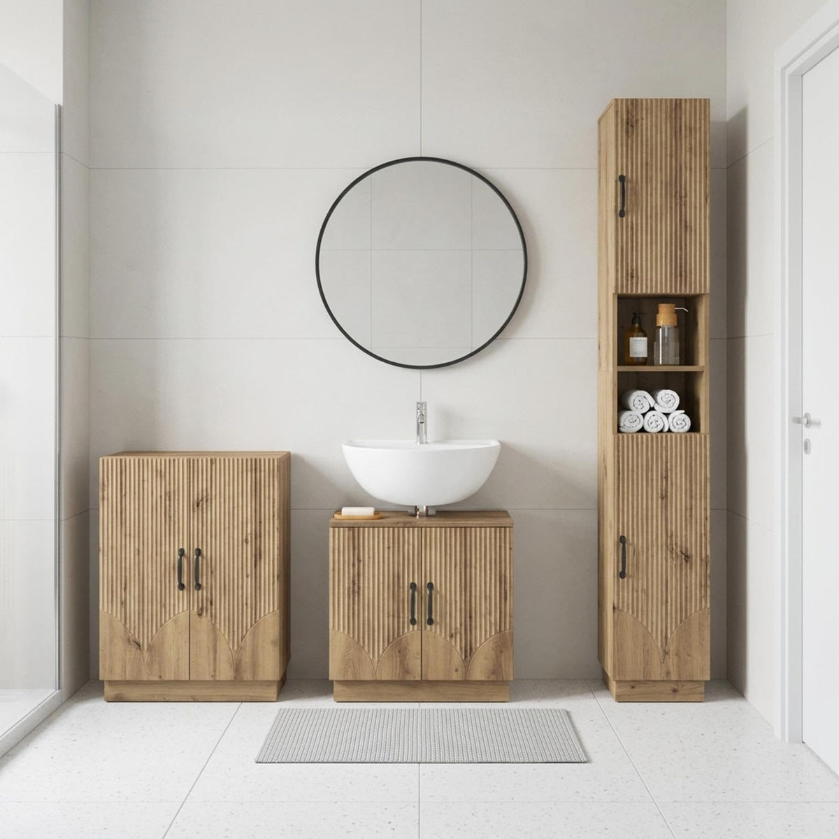 3-teiliges Badezimmer-Schranksystem HOORN Artisan-Eiche