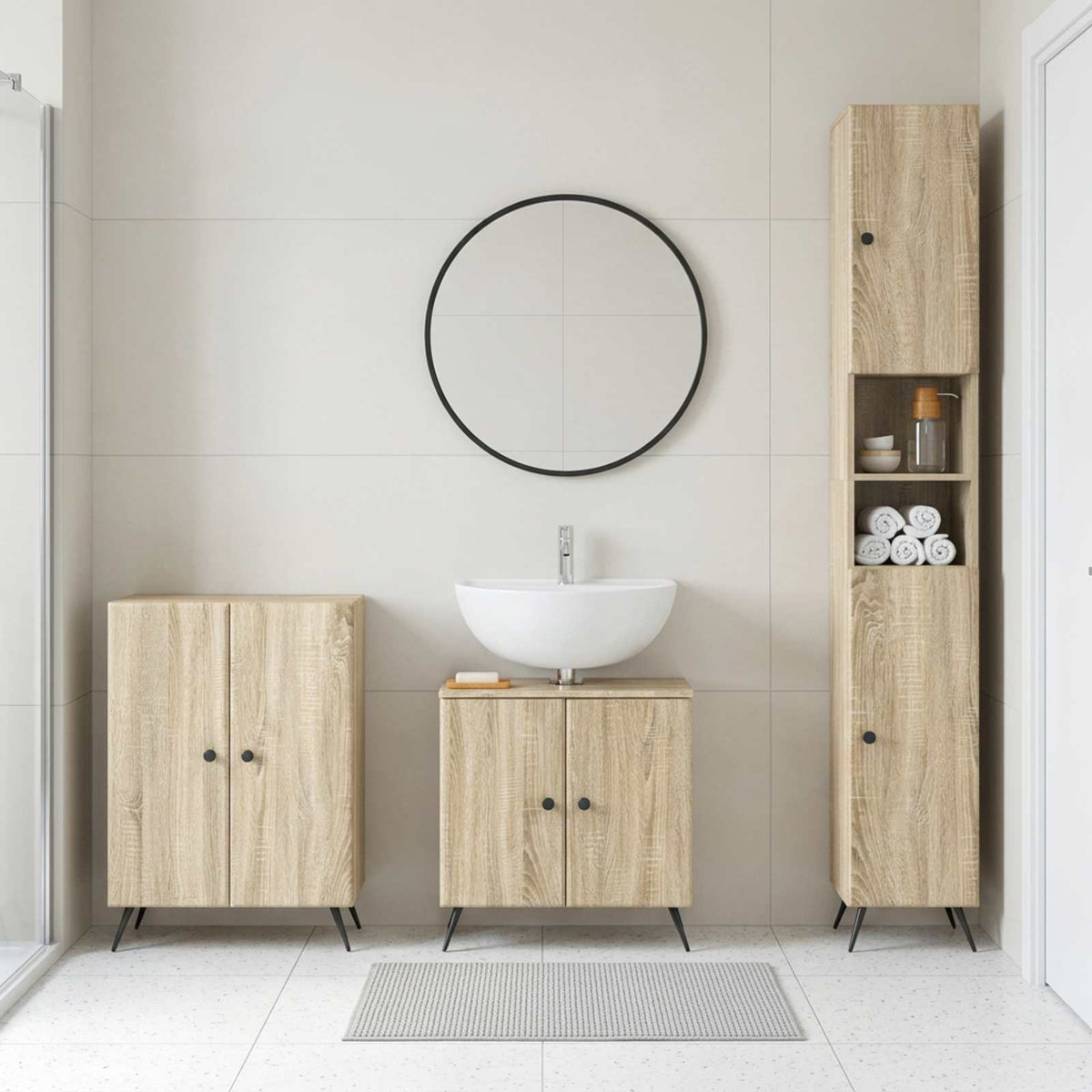 3-teiliges Badezimmer-Schranksystem BREDA Sonoma-Eiche