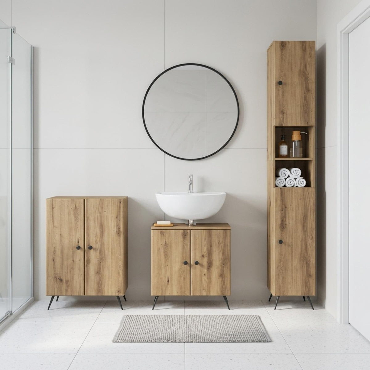 3-teiliges Badezimmer-Schranksystem BREDA Artisan-Eiche